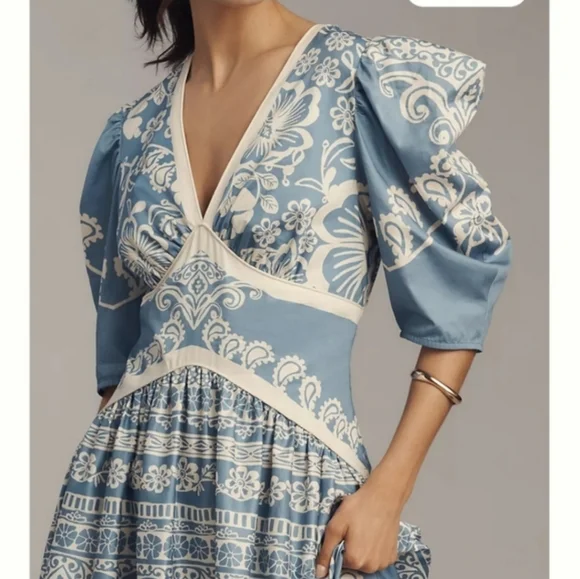 Farm Rio Puff Sleeve Mididress - Picture 2 of 7